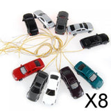 Maxbell 8x10Pcs Flaring Light Painted Model Cars w/ Wires Scale N (1 to 150) EC150-3
