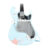 Maxbell Guitar Shaped Backpack Fashion Trendy Guitar Purse for Dating Shopping Party Light Blue