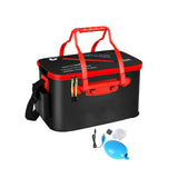 Maxbell Live Fish Container Thick Foldable Fish Bucket for Camping Gardening Fishing Black L oxygen pump