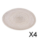 Maxbell 4x18cm Hand Knitting Ramie Table Round Placemat Thermal Insulation Mat Coffee