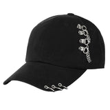 Hip Hop Baseball Cap Outdoor Metal Ring Snapback Casual Trucker Hat Black