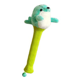 Badminton Racket Handle Cover with Drawstring Absorbent Knitted Stuffed Doll Green