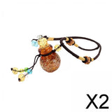 Maxbell 2xGlass Small Gourd Essential Oil Diffuser Pendant Necklace Perfume Bottle Amber