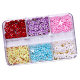 Maxbell Mixed 3D Flower Nail Charms 6 Grids Nail Decoration Supplies for Nail Crafts Style B