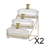 Maxbell 2xDried Fruit Dish Transparent Snack Plates for Appetizer Candies Dried Fruits 3 Tier