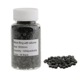 Maxbell Maxbell 1000 Pieces Silicone Hair Extension Loop Micro Color Ring Beads Black