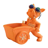 Dog Statue with Storage Tray Figurine for TV Cabinet Desktop Living Room Orange