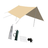 Maxbell Camping Tarp 9.8x9.8ft Rain Tarp Awning Tent Tarp for Beach Picnic Traveling Khaki