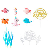 Maxbell 12Pcs Sea Ocean Cake Topper with Seaweed for Celebrations Birthday Sea Theme