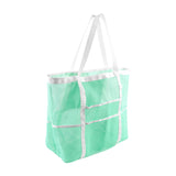 Maxbell Mesh Beach Tote Overnight Bag Storage Shoulder Bag for Work Birthday Vacation Green