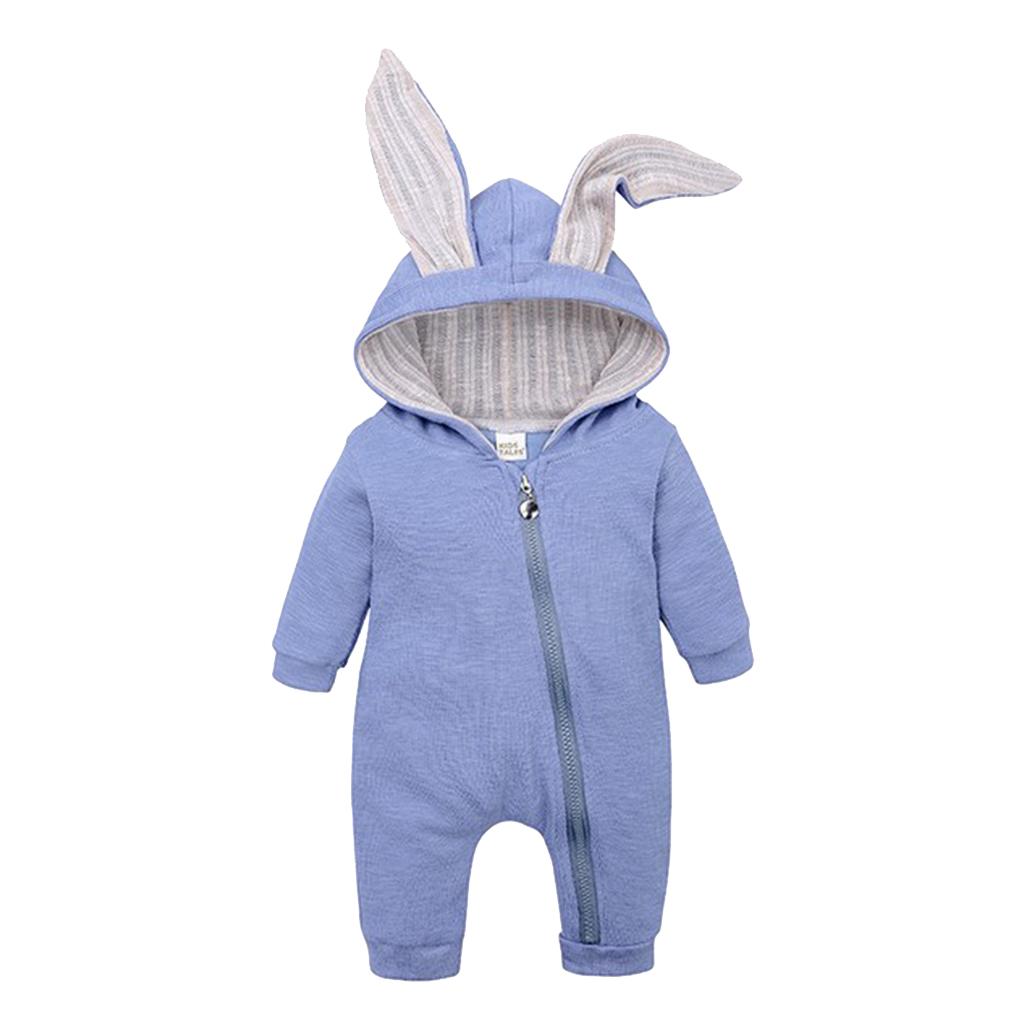 Maxbell Cotton Big Ear Bunny Zipper Jumpsuit Outfits Climbing Clothes Blue 80