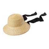 Maxbell Children Girls Straw Hat Summer Beach Bucket Hat Sun Caps Black Back Strap