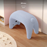 Maxbell Yellow Cat Ottoman Bench, creature Shaped Shoe Stool, Sherpa Upholstered Entryway Seat, Soft Sponge padding, Non-Slip Feet, 41cm Small Modern Accent for Bedroom, Living Room, Hallway Light Blue