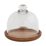 Maxbell Wood Cake Tray with Glass Dome Serving Tray for Holiday Shop Display Kitchen 11.8cmx10.5cm