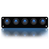 5 Gang ON-OFF Marine Ignition Toggle Rocker Switch Panel Waterproof For RV Car Boat Vehicles Truck Trailer Yacht (Blue LED) - Aladdin Shoppers