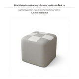 Maxbell Small Wooden Stool, paw-resistant Resistant Leather Upholstery, Modern Minimalist Design, Multi-Height Padded Footstool, nesting Ottoman, connectable design Accent for Living Room, Entryway, Bedroom Light Gray 35H