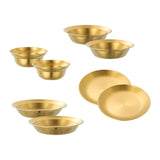 Maxbell Stainless Steel Plates and Bowls Portable Camping Plates Dinnerware Set 8PCS Gold
