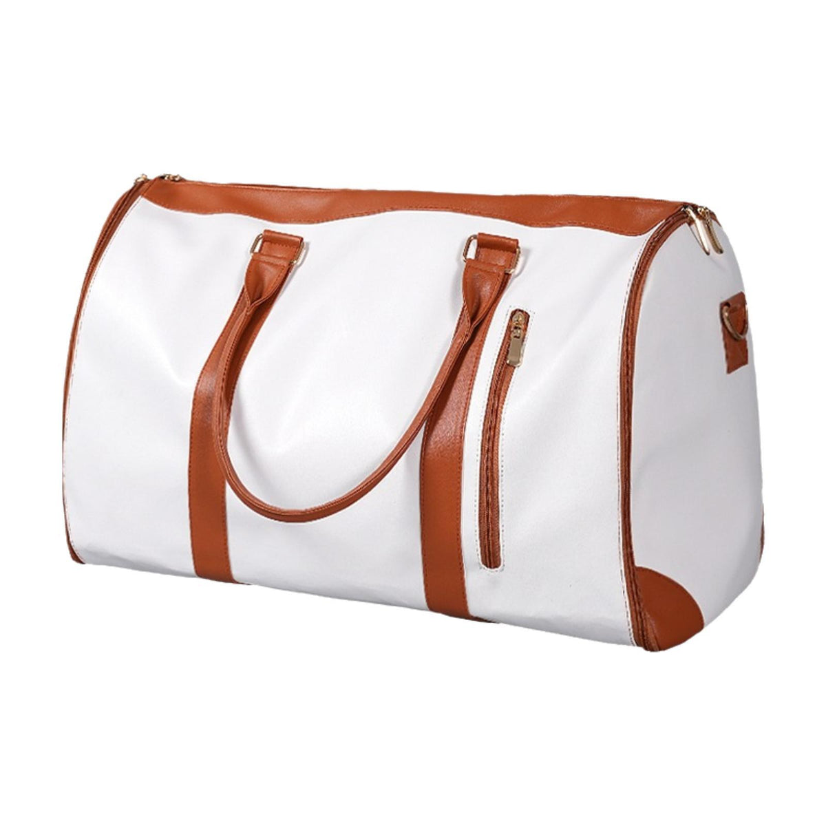 Maxbell Leather Duffle Bag Overnight Bag Large Capacity Water Resistant Carry on Bag White