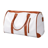 Maxbell Leather Duffle Bag Overnight Bag Large Capacity Water Resistant Carry on Bag White