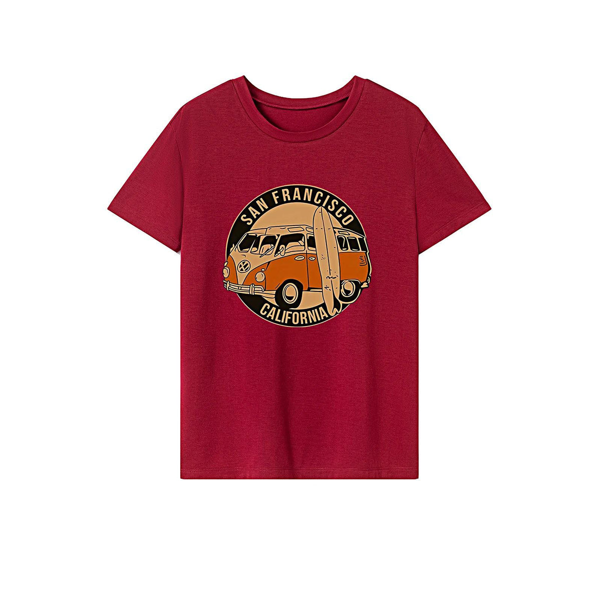 Maxbell Maxbell Women's T Shirt Summer Souvenir Crewneck Tee for Street Traveling Daily Wear L Red