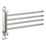 Maxbell 180Degree Swivel Towel Bar Shower Washroom Home Decor Towel Rack Wall Mount 4 Arms 34.5x24cm