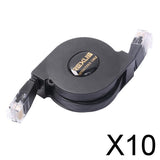 Maxbell 10xUltra Flat CAT6 RJ45 Patch Ethernet LAN Lead Network Retractable Cable 1m