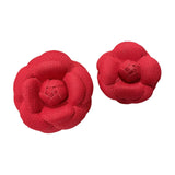 2Pcs Camellia Flower Brooches Lapel Pins for Suit Sweater Coat Dress Banquet Red