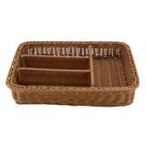 Maxbell Divided Storage Basket Woven Cutlery Basket for Living Room Bedroom Cupboard Dark Brown L