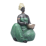 Maxbell Tribal Lady Figurines Collectible Sculpture Bedroom Mom African Women Statue 16cmx24cm Sitting