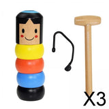 Maxbell 3xUnbreakable Immortal Wooden Man Magic toy Stubborn tumbler Stage Trick Props