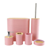 Maxbell 6 Pieces Bathroom Accessories Simple Trash Can for Farmhouse Apartment Hotel Light Pink