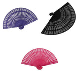 Maxbell 3x Vintage Wood Hollow Out Carved Hand Fan Foldable Fan Folding Pocket Fan