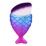 Maxbell Maxbell Mermaid Fish Angled Makeup Brush Foundation Cream Powder Blush Tool Rainbow