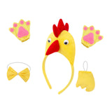 Maxbell Chicken 3D Animal Costume Chick Headband Bowtie Tail Gloves Set for Birthday Yellow Yellow Tail