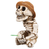 Maxbell Fishing Skeleton Statue Resin Mini Skeleton Statue for Halloween Home Garden