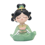 Maxbell Maxbell Girl Statue Resin Buddhist Girl Figurine for Cake Decoration Shelf Household Green