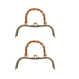 Maxbell 2pcs Bamboo Handle Metal Frame Kiss Clasp Lock  For DIY Handbag Purse 27cm