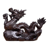 Maxbell Wooden Carved Chinese Dragon Figurine 12cm Spring Festival for Desktop Decor Style B