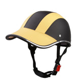 Maxbell Motorcycle PU Leather Helmet Hat Cap Motocross Half Open Face Visor Yellow - Aladdin Shoppers