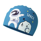 Maxbell Kids Swim Cap Cartoon Soft Silicone Shower Cap for Water Sports Beach Diving Blue