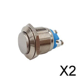 Maxbell 2x19mm Nickel Plated Brass Waterproof Starter Switch Momentary Push Button