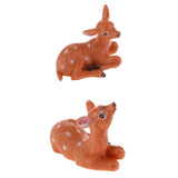 Maxbell 2pcs Resin Craft Mini Deer Lying Left & Right Micro Landscape Home Ornament