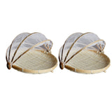 Maxbell 2 Pcs Bamboo Tent Basket Serving Food Outdoor Picnic Pop Up Round_S