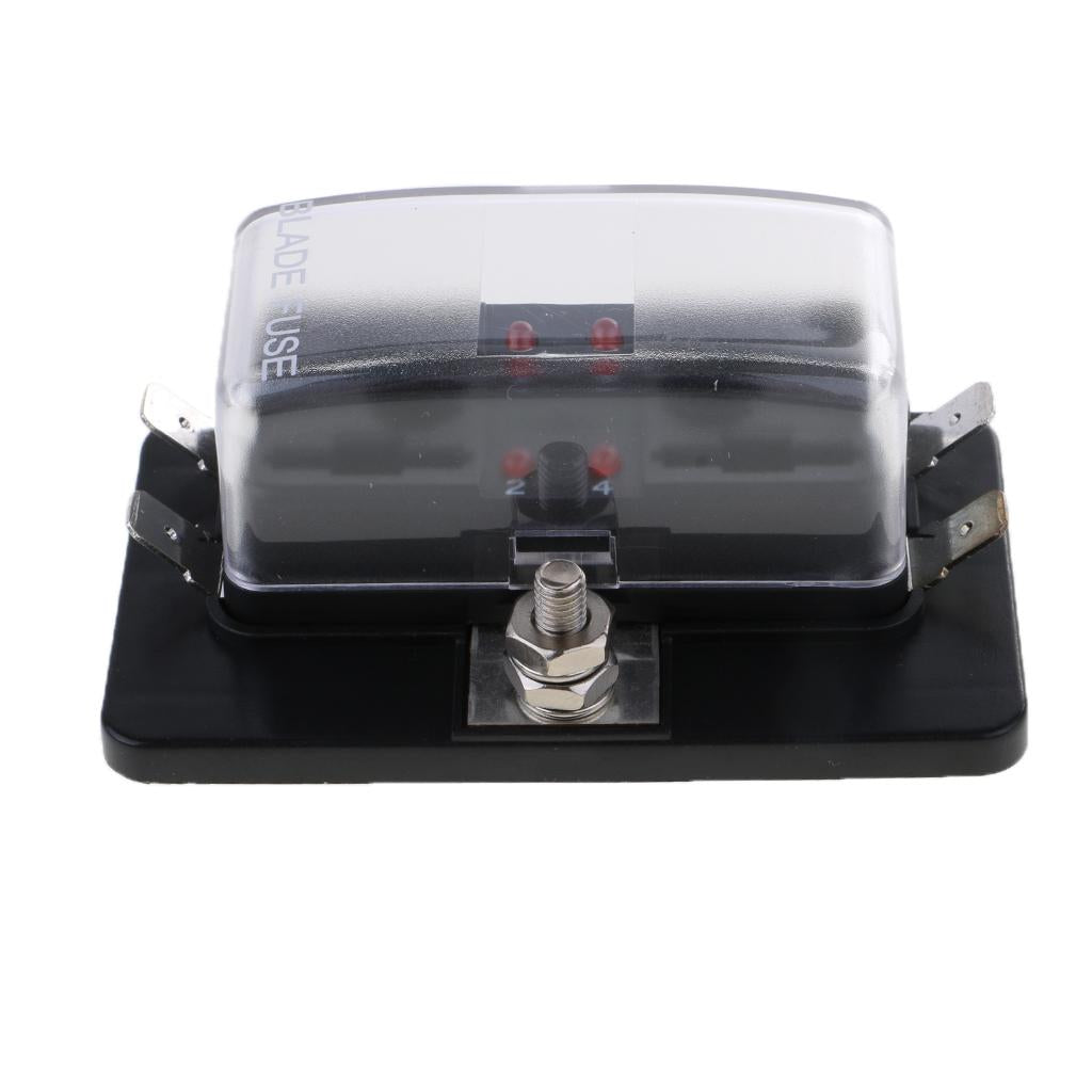 Maxbell 4 Way Blade Fuse Box 1 Positive Bus in 12V LED Warning Kit Car Boat Marine