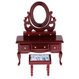 Maxbell 1/12 Dollhouse Bedroom Furniture Miniature Dressing Table And Stool Red - Aladdin Shoppers