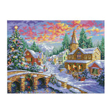 Maxbell Stamped Cross Stitch Kits Patterns Embroidery Kit - Winter Village, 11 Counted 67x52cm - Aladdin Shoppers