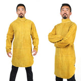 Maxbell Maxbell Leather Welding Jackets 100CM Length Long Welding Apron, Flame Resistant Welder Clothes Coat with Sleeves, Wear-resistant Anti-scald Welding Cape