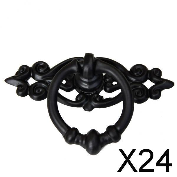 Maxbell 24xVintage Black Wardrobe Cabinet Door Cupboard Drawer Pull Ring Handle Knob