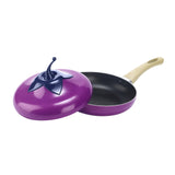 Maxbell Nonstick Frying Pan with Handle Induction Cooker Compatibility Round Skillet Eggplant Shaped