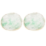 2x Resin Imitation agate nail art Palette drink coaster cup mat decors green